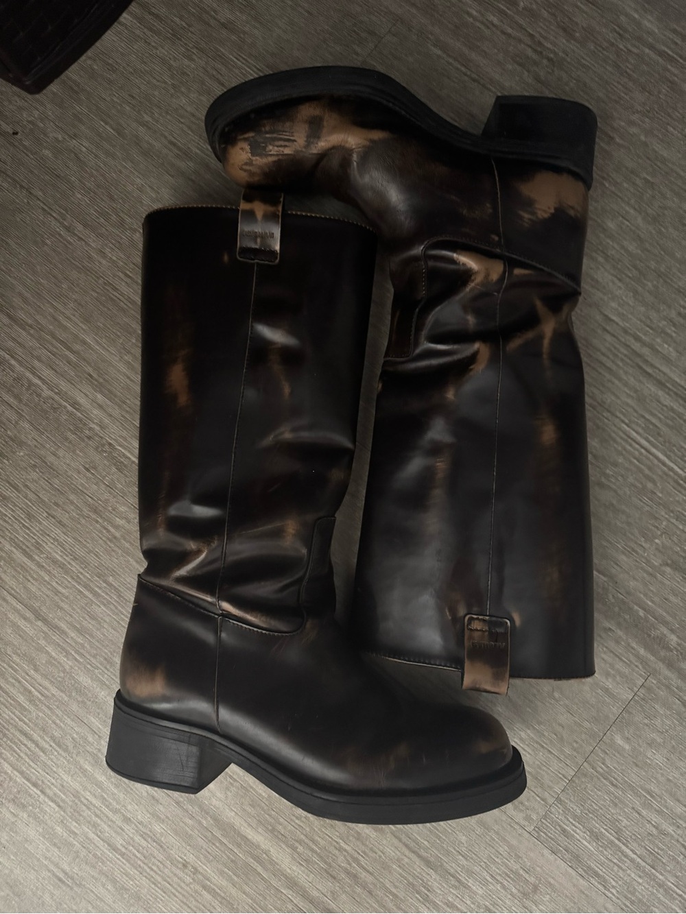 ALOHAS vintage effect brown leather boot